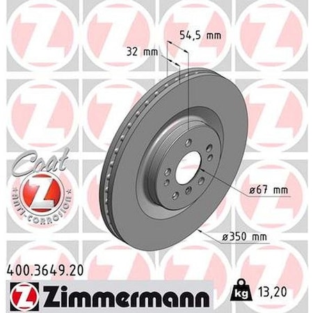 Zimmermann Brake Disc - Standard/Coated, 400.3649.20 400.3649.20